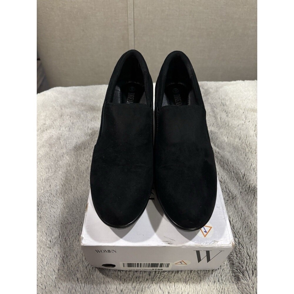 Dream Pairs Women’s Chunky Block Heel Slip On Comfort Pump Oxford Black Suede 9 - Picture 4 of 8